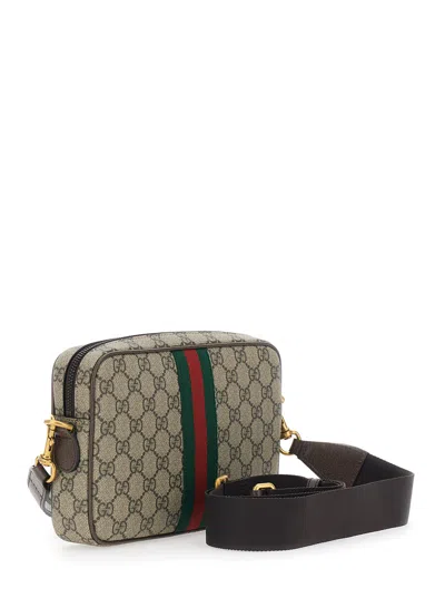 Gucci Men Gg Supreme Fabric And Leather Small Ophidia Gg Crossbody Bag In Multi