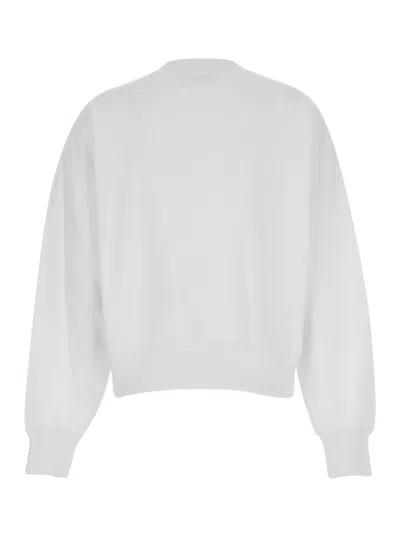 Gucci Women White Crewneck Sweatshirt With Logo Print And Web Detail In Cotton Woman In White