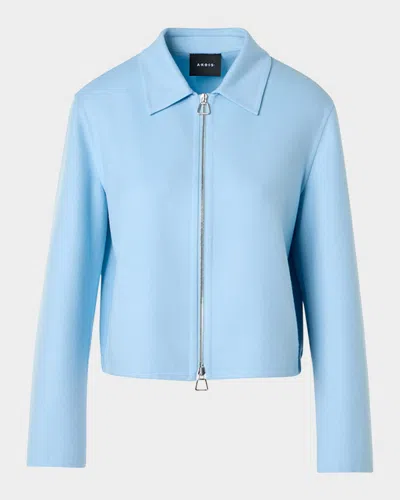 Akris Harmony Cropped Cashmere Zip Front Jacket In Blue