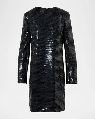 Akris Corded Sequin Short Cocktail Dress In Black