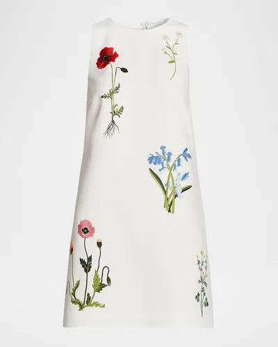 Stella Mccartney Floral Embroidered Sleeveless Mini Shift Dress In Green