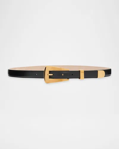 Khaite Lucca Leather Belt In Black