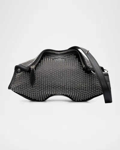 Alexander Mcqueen Manta Eyelet-covered Leather Clutch Bag In Black