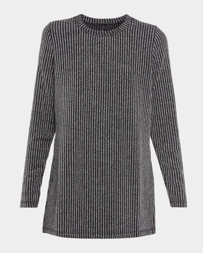 Johnny Was Jenna Metallic Rib Knit Tunic In Black