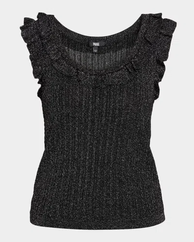 Paige Clareen Sparkly Ruffle Tank Top In Black