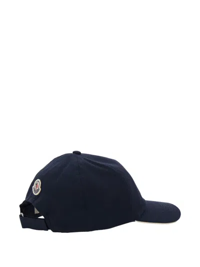 Moncler Navy Baseball Cap With Embroidered Logo In Blue