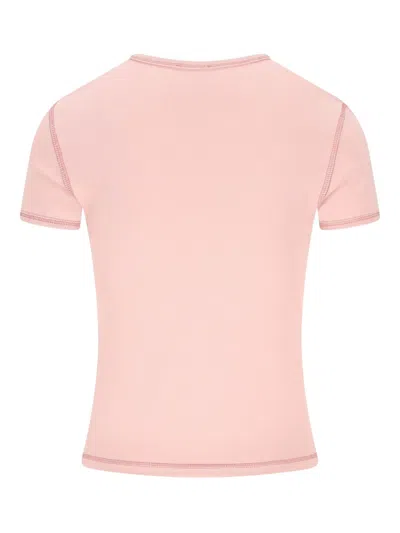 Diesel Heart Cotton T-shirt Rhinestone Graphic In Pink