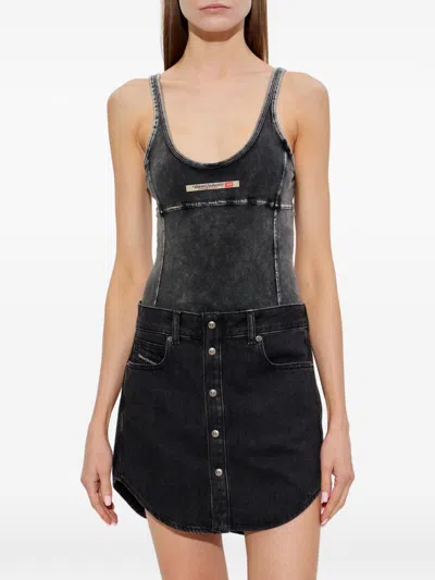 Diesel Cotton Bodysuit In Black