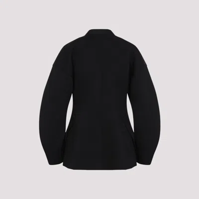 Jil Sander V-neck Wool Wrap Jacket In Black