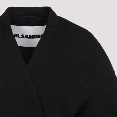 Jil Sander V-neck Wool Wrap Jacket In Black
