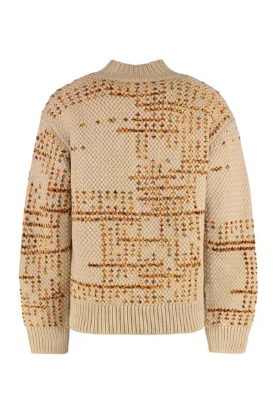 Dries Van Noten Crew Neck Sweater In Mixed Wool In Multi