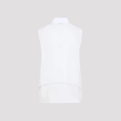 Peserico Collared Neck Sleeveless Top Layered Hem In White