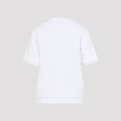 Peserico Crew Neck Layered Hem Short Sleeve Top In White