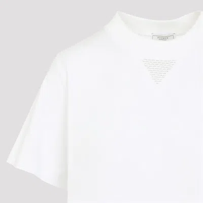 Peserico Crew Neck Layered Hem Short Sleeve Top In White