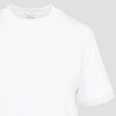 Peserico Crew Neck Layered Hem Short Sleeve Top In White