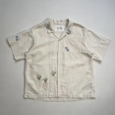 Pre-owned Story Mfg. ‘greetings' Embroidered Boxy Shirt In White