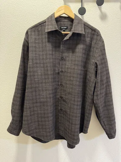 Pre-owned Evan Kinori Big Shirt Two - Kasuri Wool Check In Brown