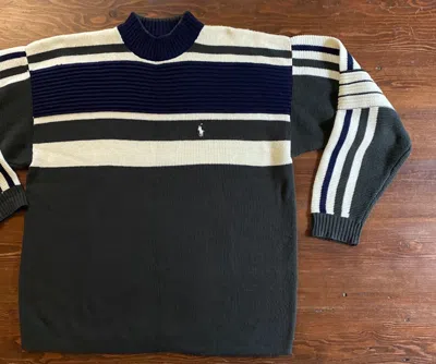 Pre-owned Polo Ralph Lauren Vintage 90's T Sport Stripe Ribbed Sweater In Multi