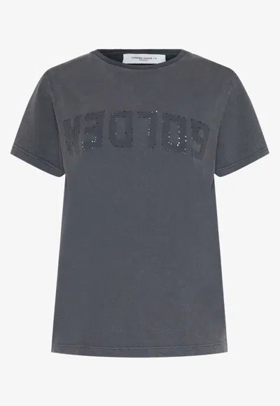 Golden Goose Db Distressed Logo T-shirt In Gray