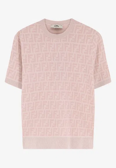 Fendi Women Ff Wool And Silk Sweater In Pink
