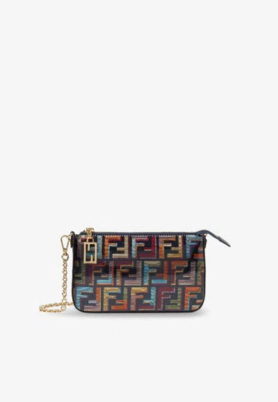 Fendi Women Baguette Ff Fabric Clutch Bag In Multi