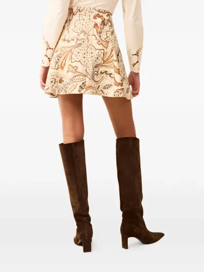 Marie Oliver Crawford Paisley-print Mini Skirt In Brown