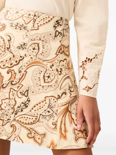 Marie Oliver Crawford Paisley-print Mini Skirt In Brown