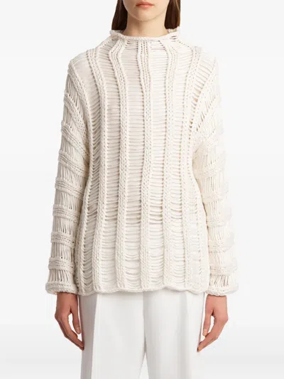 Khaite Birch Stand-collar Sweater In White