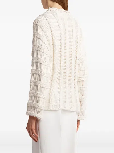 Khaite Birch Stand-collar Sweater In White