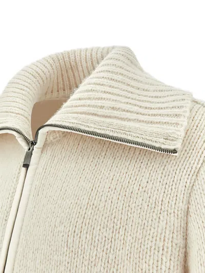 Paul & Shark Zip-up Sweater In Wool In Neutral