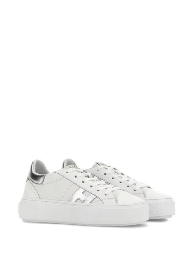 Hogan Rebel Leather Platform Sneakers In White