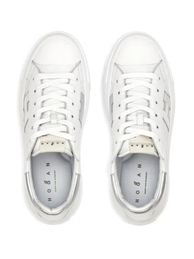 Hogan Rebel Leather Platform Sneakers In White