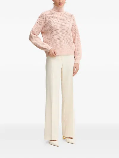 Fracomina Crystal-embellished Roll-neck Sweater In Pink