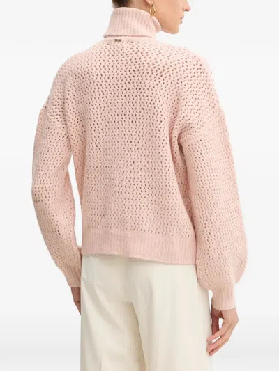 Fracomina Crystal-embellished Roll-neck Sweater In Pink