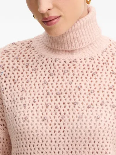 Fracomina Crystal-embellished Roll-neck Sweater In Pink