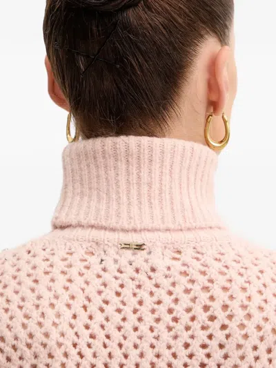Fracomina Crystal-embellished Roll-neck Sweater In Pink