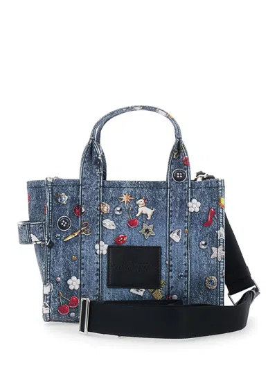 Marc Jacobs Denim Trompe Loeil Trinket Small Tote In Blue