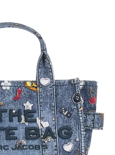 Marc Jacobs Denim Trompe Loeil Trinket Small Tote In Blue