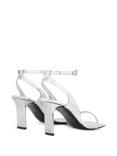 Courrèges 95mm Metallic-finish Leather Sandals In White