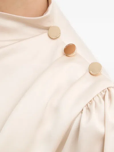 Fracomina Mock-neck Satin Top In Neutral