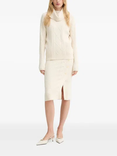 Fracomina Cable-knit Roll-neck Sweater In Neutral