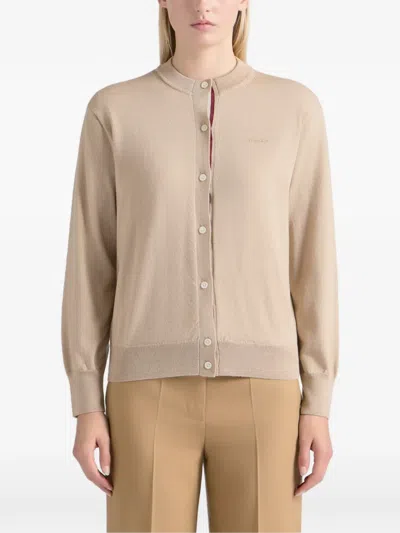 Bally Button Round-neck Cardigan In Neutral