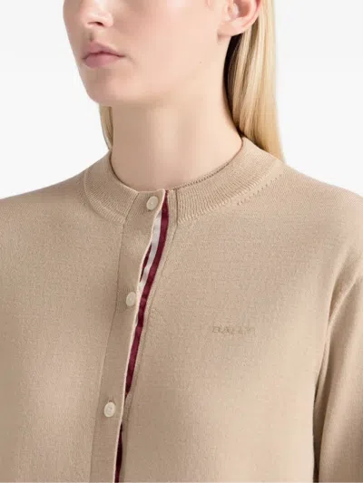 Bally Button Round-neck Cardigan In Neutral