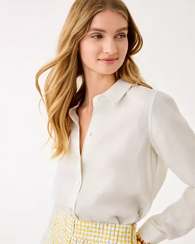 Lilly Pulitzer Sea View Metallic Linen Button Down Shirt In White