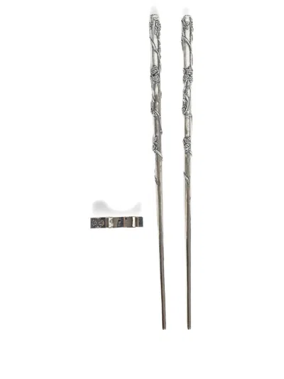 Enfants Riches Deprimes Sterling-silver Floral Chopsticks In Silver