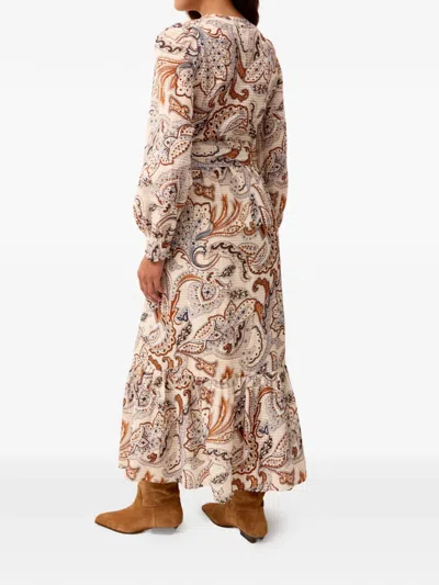 Marie Oliver Paisley-print Belted Maxi Dress In Brown