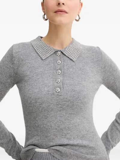 Fracomina Embellished-collar Sweater In Gray