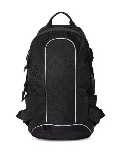 Gucci Small Gg-jacquard Web-detail Backpack In Black
