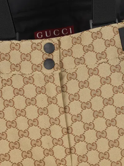 Gucci Gg Jacquard Braces Jumpsuit In Neutral