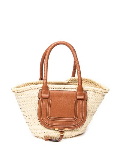 Pre-owned Chloé Large Marcie Basket Tote Bag In Neutral